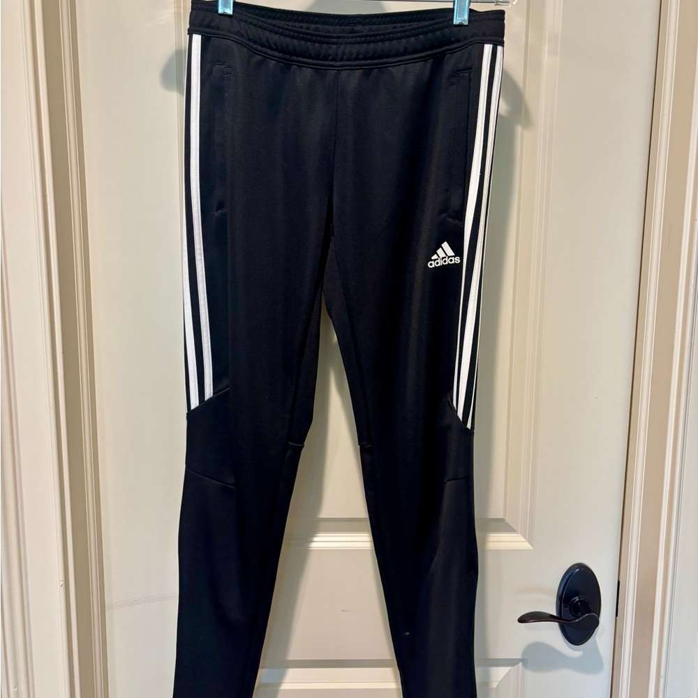 Adidas Black and White Tapered Training Pants